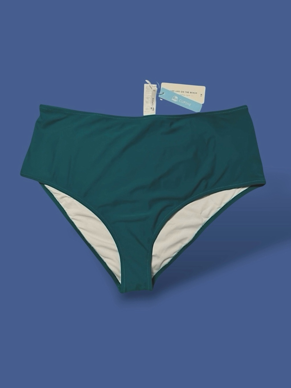 NWT Cupshe Teal Swimsuit Bottom Size 1X High Waist